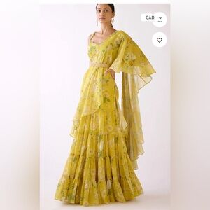 Yellow Embellished draped Saree
